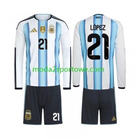 Koszulka Argentyna Jose Manuel Lopez 21 Dziecięcy Domowe Stroje Piłkarskie World Cup 2026 Długi Rękaw
